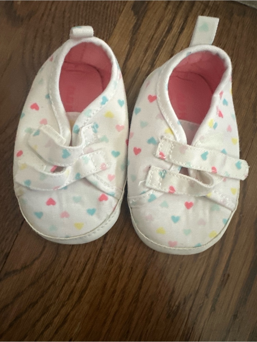 Old Navy White Baby Slip-On Shoes with Multicolor Heart Print